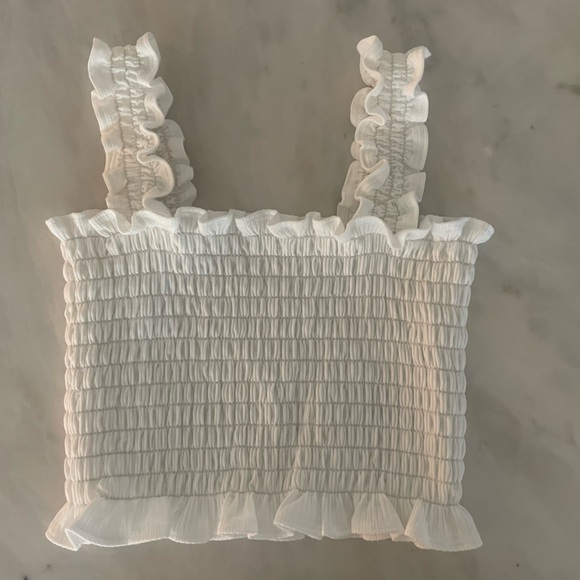 Reformation White Ruffle Crop Top - Picture 2 of 3